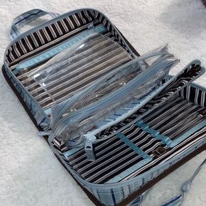 Striped Travel Organizer with Multiple Pockets